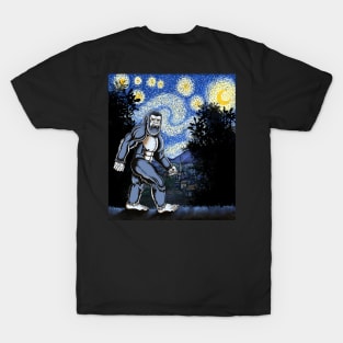 Bigfoot Van Gogh starry night T-Shirt